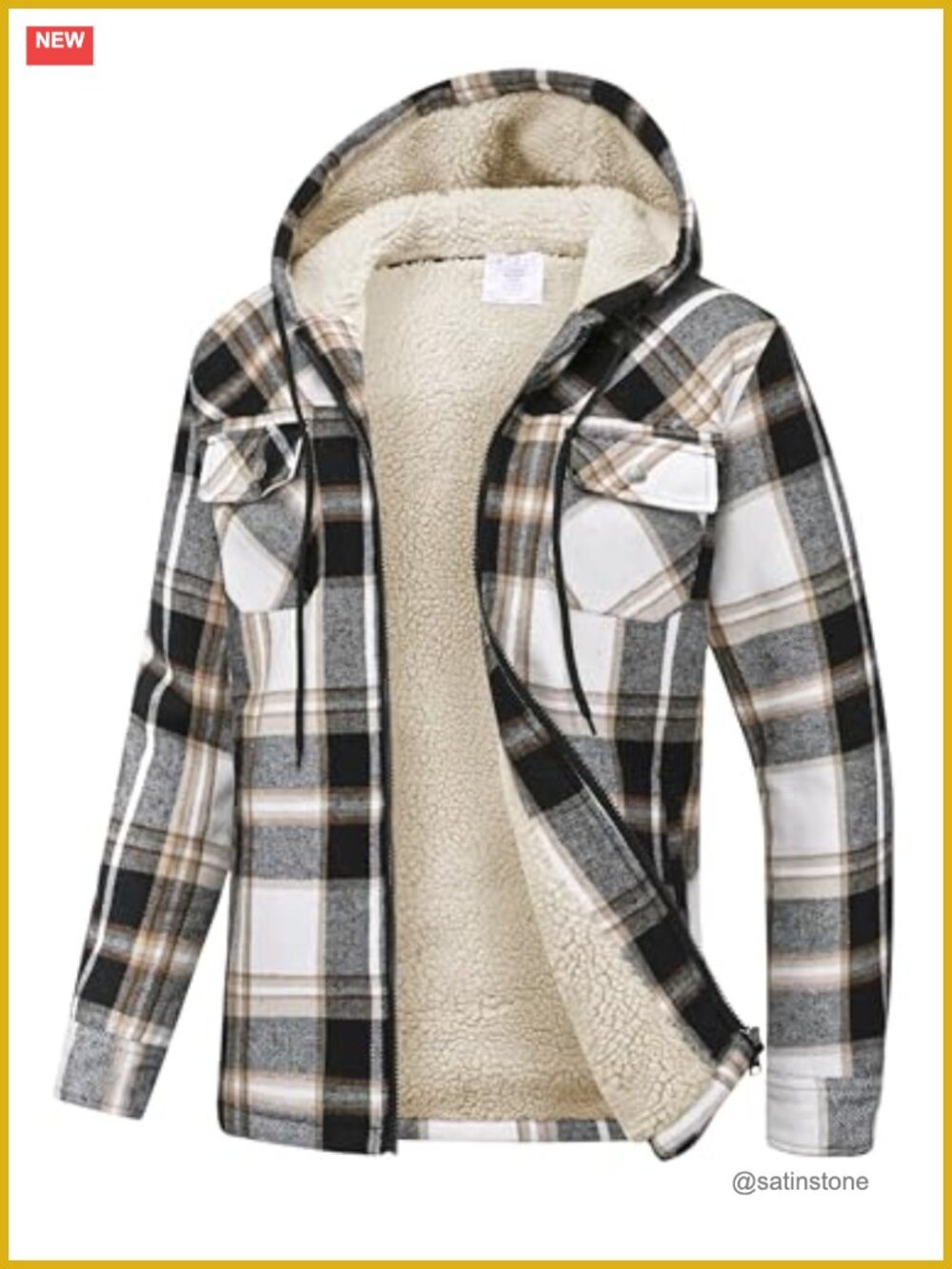 Women's Plaid Fleece Zip Up Hoodie Sherpa Lined Flannel Jacket